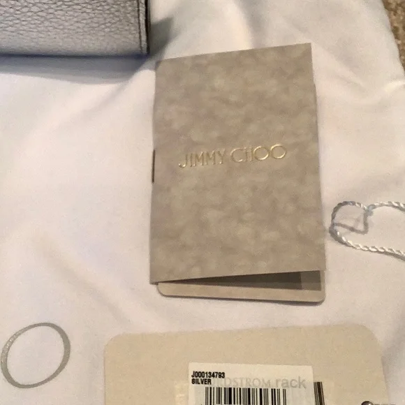 Jimmy Choo Silver Satchel with Structured Design and Top Handles - Picture 5 of 13